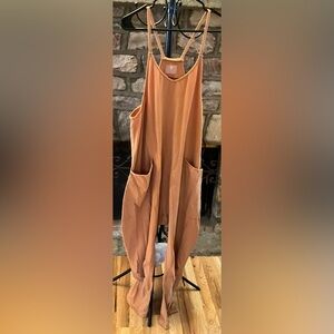 (NWOT) Free People Rust Orange Slouchy Jumpsuit Overalls Wide Leg Boho